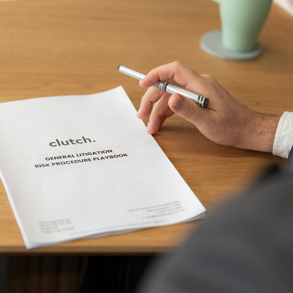 document with clutch legal logo