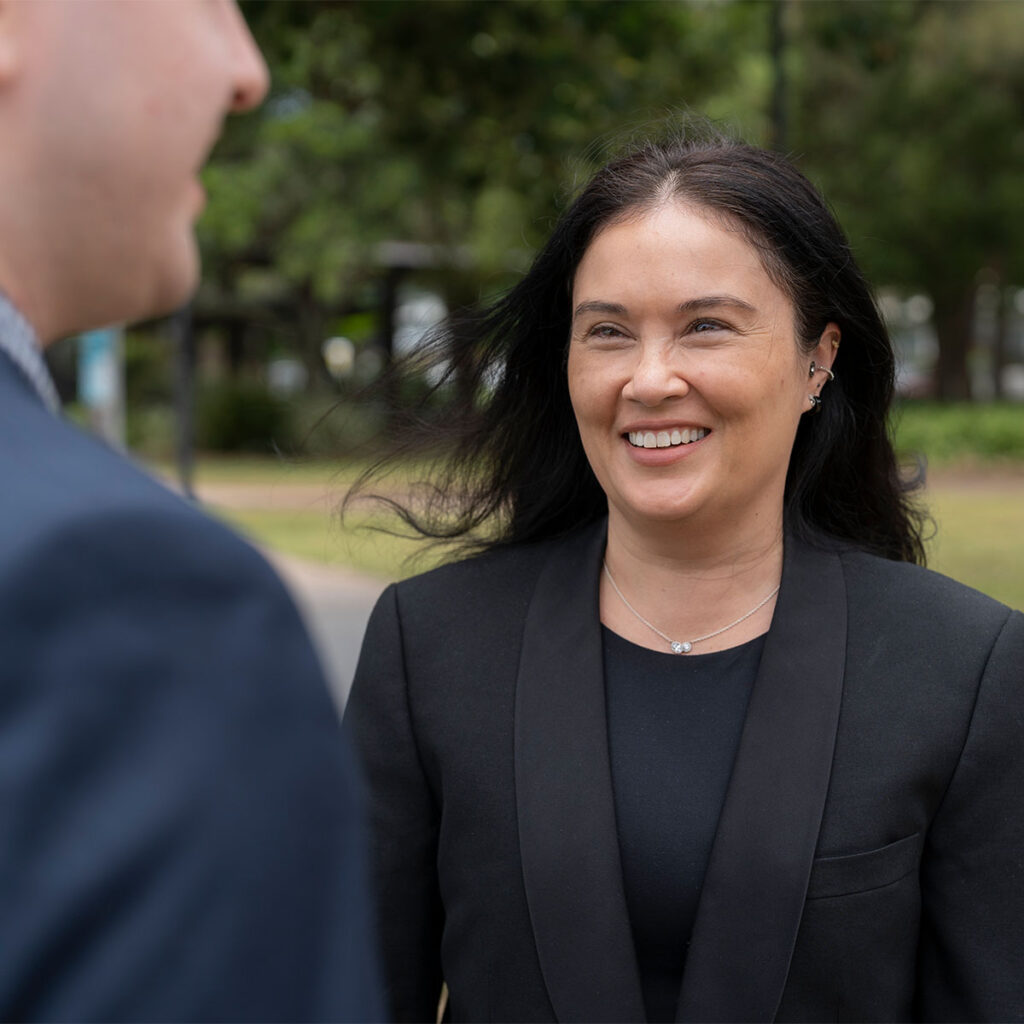 woman smiling at man